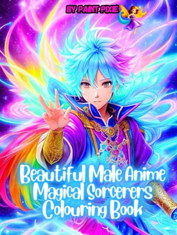 Beautiful Male Anime Magical Sorcerers Colouring Book