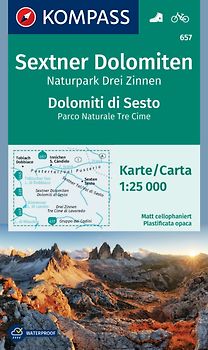 KOMPASS Wanderkarte 657 Sextner Dolomiten, Hochpustertal / Dolomiti di Sesto, Alta Pusteria 1:25.000