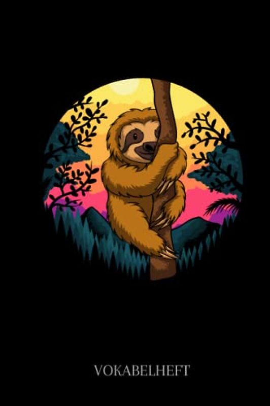 Vokabelheft: Vokabelheft Faultier, 60 Seiten mit je 3 Spalten, A5