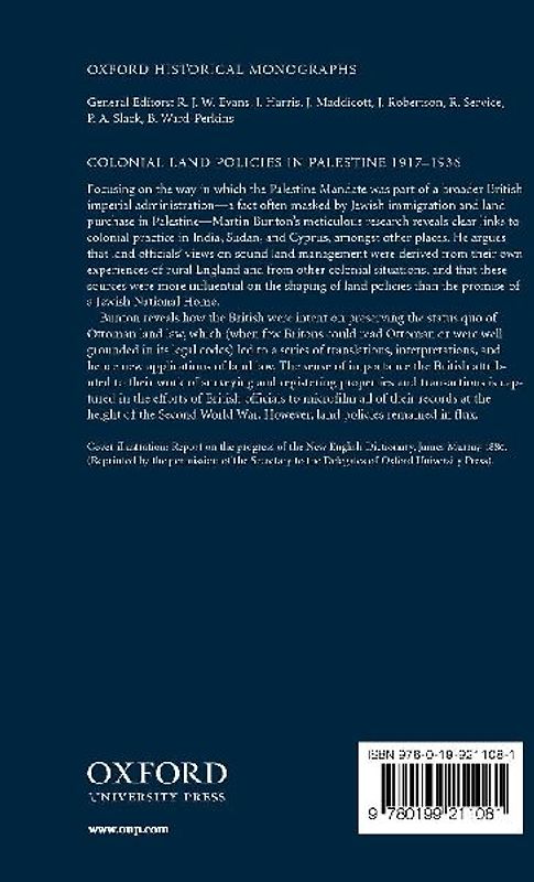 Colonial Land Policies in Palestine 1917-1936