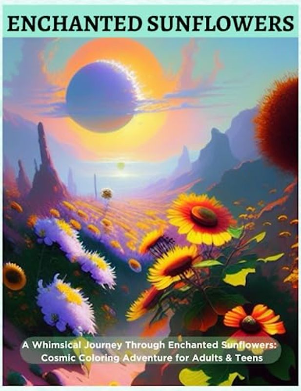 ENCHANTED SUNFLOWERS: A Whimsical Journey Through Enchanted Sunflowers: Cosmic Coloring Adventure for Adults & Teens