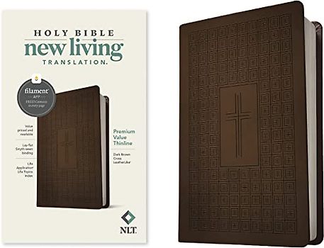 NLT Premium Value Thinline Bible, Filament Enabled (Leatherlike, Dark Brown Cross)