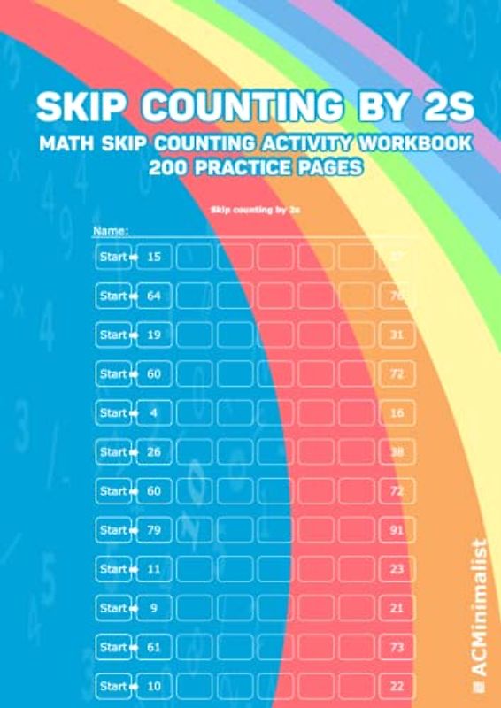 Skip Counting by 2s. Math Skip Counting Activity Workbook. 200 Practice Pages: Skip and Count Math. Beginner Math Learning Book for Kids Ages 4+
