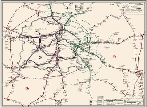 Betriebsstreckenplan / Gleisplan Reichsbahndirektion Berlin 1973