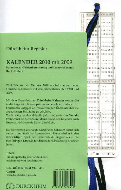 Kalenderübersicht 2010 mit 2009