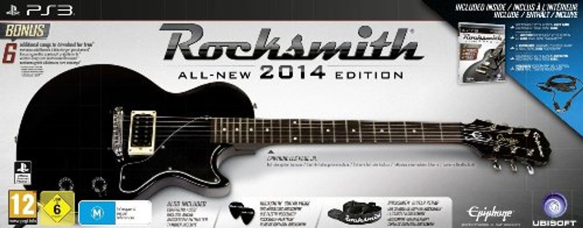 Rocksmith 2014 - Gitarren Bundle [Epiphone Les Paul Jr., Plektren, Gurt und Verbindungskabel, Internationale Version] PlayStation 3