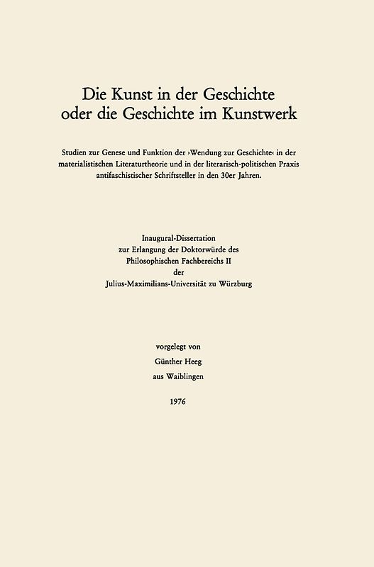 Die Kunst in der Geschichte oder die Geschichte im Kunstwerk