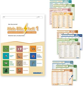 Mein Blitzheft 1 und Meine Blitzlesekarten Set 1-3 mit Stift "Alles in einem"