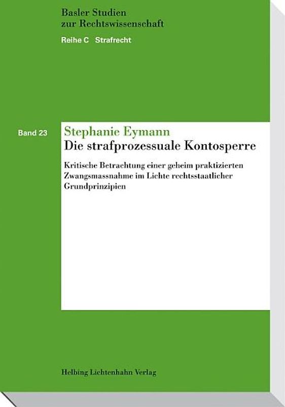 Die strafprozessuale Kontosperre