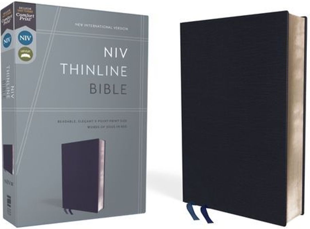 NIV, Thinline Bible, Bonded Leather, Navy, Red Letter Edition