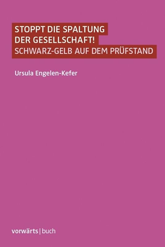 Stoppt die Spaltung der Gesellschaft!. Schwarz-Gelb auf dem Prüfstand