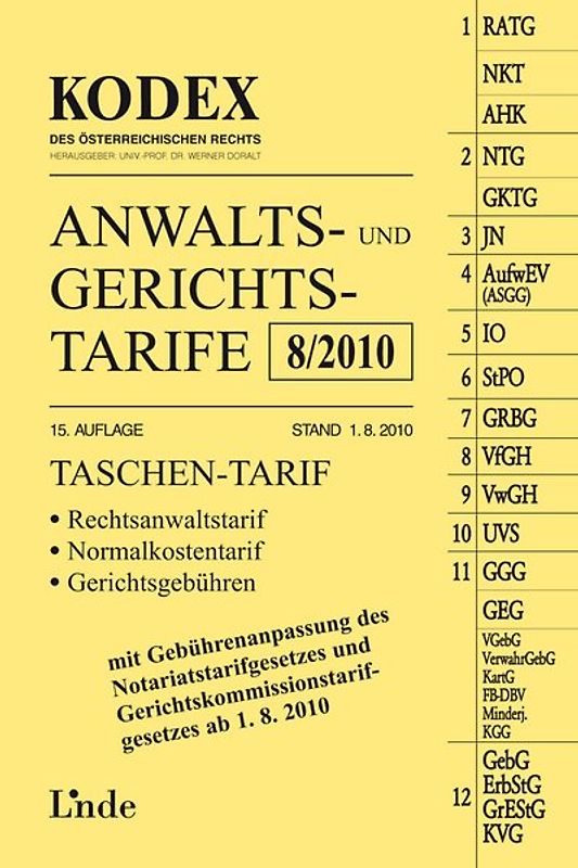 KODEX Anwalts- und Gerichtstarife 8/2010