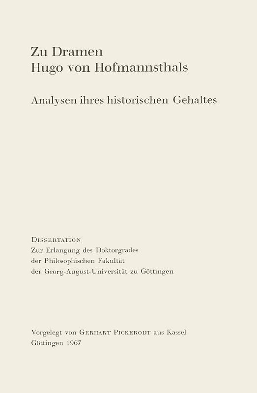 Zu Dramen Hugo von Hofmannsthals