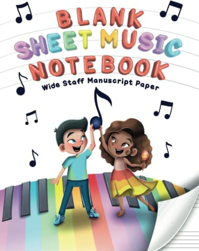 Blank Sheet Music Notebook - Wide Staff Manuscript Paper | Music Writing Notebook for Kids | Music Theory for Kids: 120 Pages - 6 Staves Per Page (8.5x11)