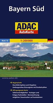 ADAC AutoKarte Deutschland Blatt 13 Bayern Süd 1:200 000