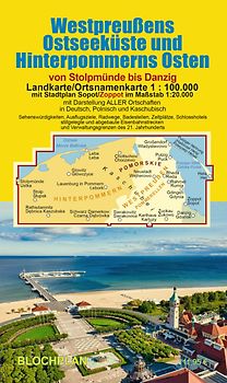 Landkarte Westpreußens Ostseeküste und Hinterpommerns Osten