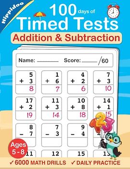Timed Tests: Addition and Subtraction Math Drills, Practice 100 days of speed drills