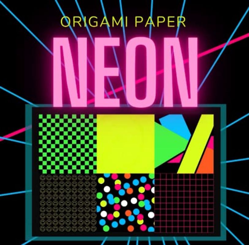Neon Origami Paper: Double Sided Scrapbooking Paper, 8x8 in, 72 pages, Decorative Craft Paper