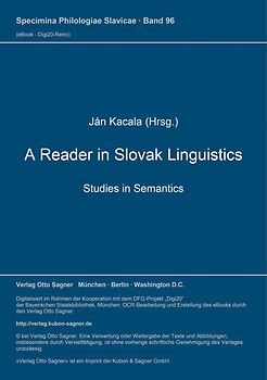 A Reader in Slovak Linguistics