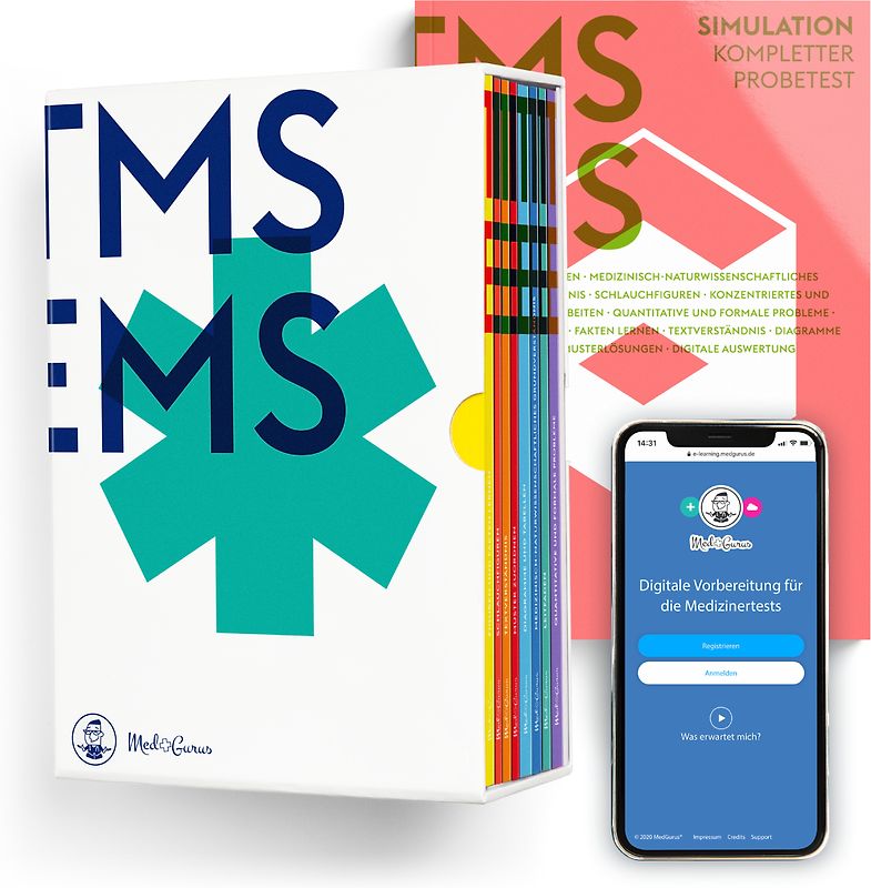 MedGurus - TMS Komplettpaket - Umfassende Vorbereitung auf den Medizinertest mit 7.000+ Übungsaufgaben, E-Learning & Kompendium inkl. TMS Simulation - Erfolgreich ins Medizinstudium