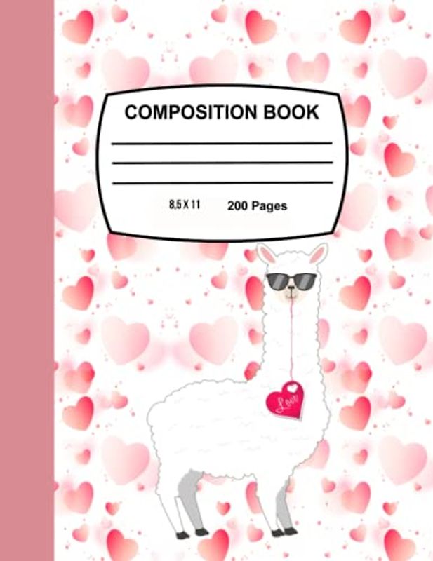Composition Notebook Llama: Cute White lovely Llama Composition Book, Llama Composition Notebook Llama, 200 7.5x9.25 College Ruled Pages