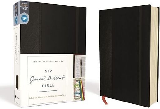 NIV, Journal the Word Bible, Hardcover, Black, Red Letter Edition, Comfort Print