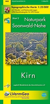 Naturpark Soonwald-Nahe /Kirn (WR). Naturparkkarte 1:25000 mit Wander- und Radwanderwegen und mit dem Soonwald-Steig