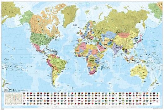 MARCO POLO Weltkarte - Staaten der Erde mit Flaggen, plano in Hülse