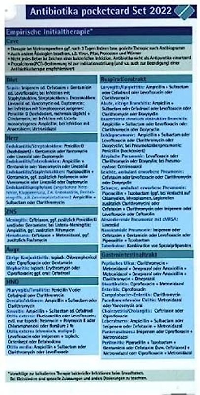 Antibiotika pocketcard Set 2022