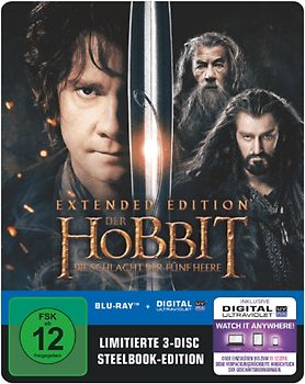 Der Hobbit: Die Schlacht der fünf Heere [Extended Edition, Limitierte 3-Discs Steelbook Edition] Blu-ray Disc