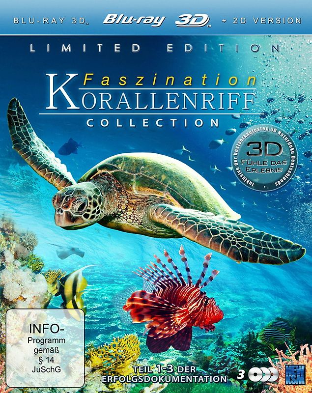 Faszination Korallenriff Collection 3D (Teil 1 / Teil 2: Jäger & Gejagte / Teil 3: Fremde Welten unter Wasser) [3D Blu-ray] [Collector's Edition] 3D Blu-ray Disc