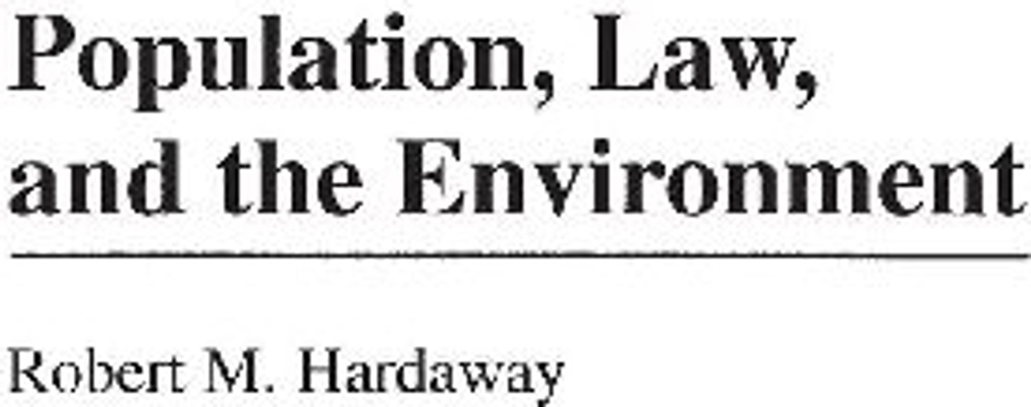 Population, Law and the Environment