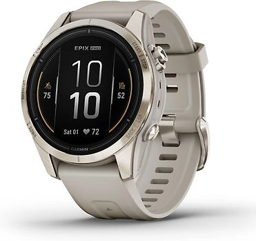 Garmin Epix Pro (Gen 2) 42 mm beige/or doux avec bracelet en silicone beige [Wi-Fi, Sapphire Edition]