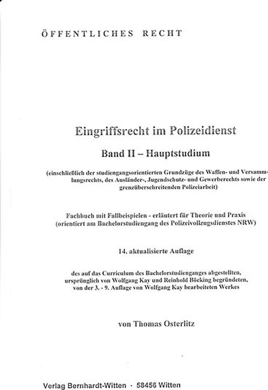 Eingriffsrecht im Polizeidienst Band II