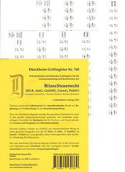 BILANZSTEUERRECHT, Griffregister Nr. 760 für das Steuerberaterexamen (2016)