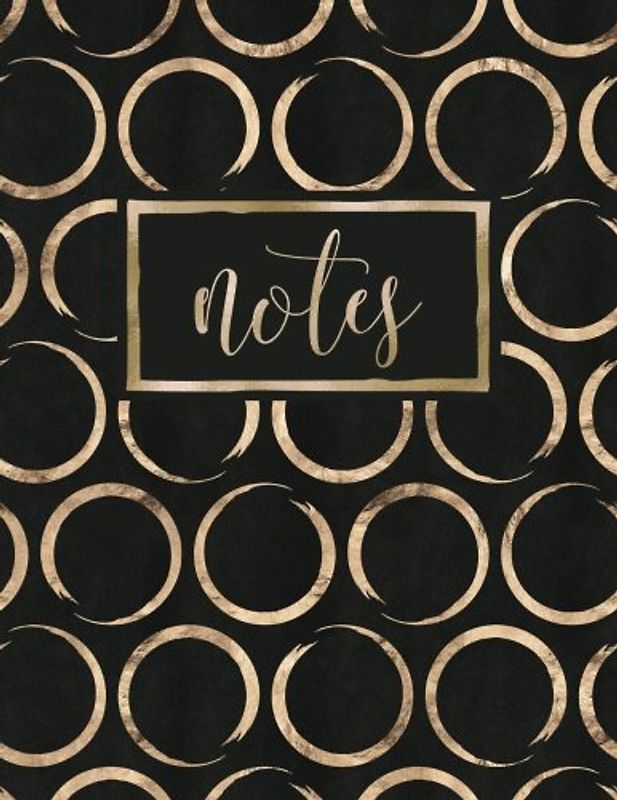 Notes: Gold Circles on Black Notebook Diary & Journal