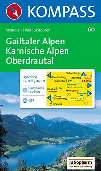 Gailtaler Alpen - Karnische Alpen - Oberdrautal. Wanderkarte mit Kurzführer, Radwegen, Skirouten und Panorama. GPS-geeignet. 1:50000