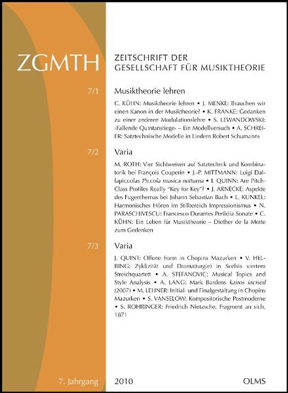 ZGMTH - Zeitschrift der Gesellschaft für Musiktheorie, 7. Jahrgang 2010