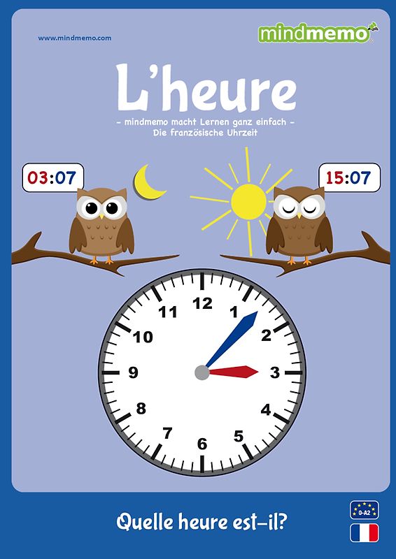 mindmemo Lernfolder - L'HEURE - Französisch lernen Uhrzeit für Kinder