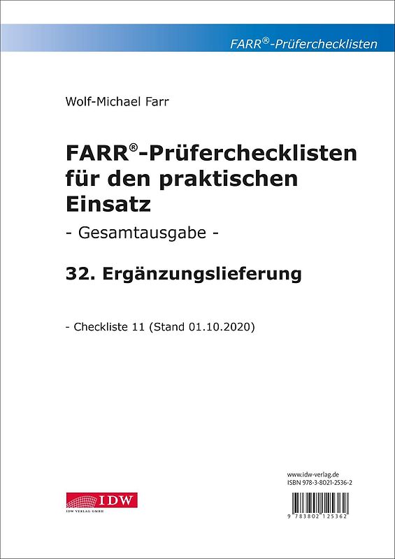 Farr, Prüfercheckl. 32. Erg.Lief. z. Grundwerk