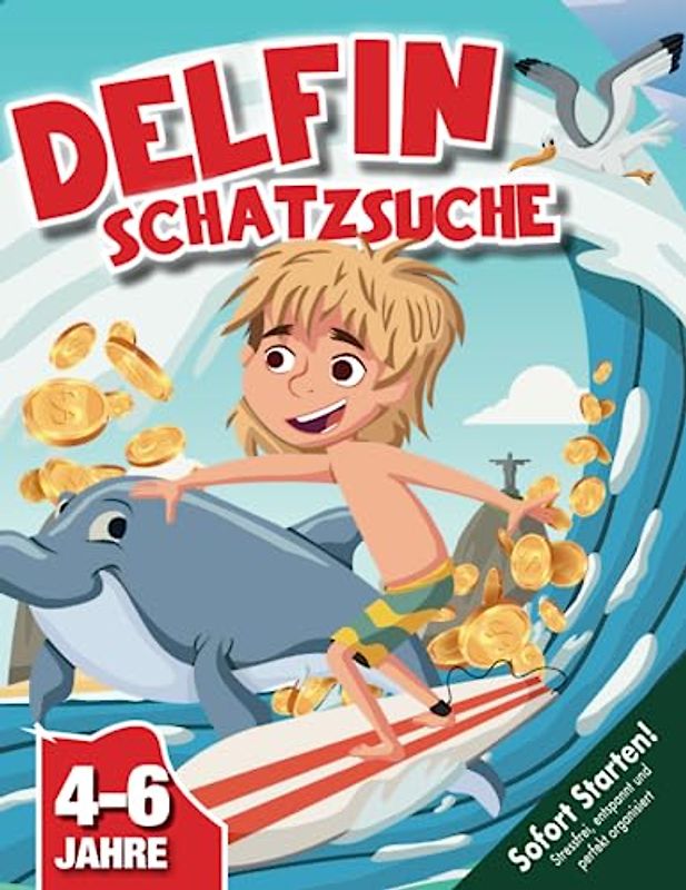 Delfin Schatzsuche Kindergeburtstag 4-6 Jahre: Taucht ein in eine kreative Meeres-Schnitzeljagd mit lustigen Rätseln & Spielen, Bewegungswürfel, Puzzle