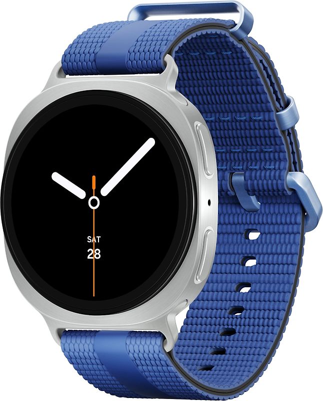 Samsung Galaxy Watch8 44 mm Boîtier aluminium argent sur Sport Chic S/M bleu nuit [Wi-Fi]
