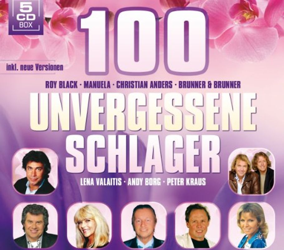 Various - 100 Unvergessene Schlager (5er CD Box mit 100 Hits) - Hits von Roy Black, Christian Anders, Brunner & Brunner, Lena Valaitis, Andy Borg, Peter Kraus uva.