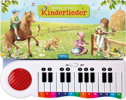 TRÖTSCH - Klavierbuch "Meine ersten Kinderlieder" | Soundbuch mit farbig markierten Noten und Tasten. Kinder Klavier mit 8 bekannten, illustrierten Liedern zum Mitsingen und Spielen | Ab 3 Jahren