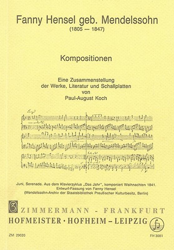 Kompositionen. Eine Zusammenstellung der Werke, Literatur und Schallplatten