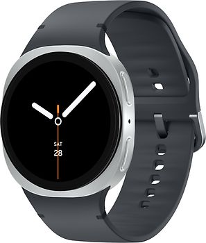 Samsung Galaxy Watch8 40 mm Boîtier aluminium argent sur Sport en silicone M/L graphite [Wi-Fi + 4G]
