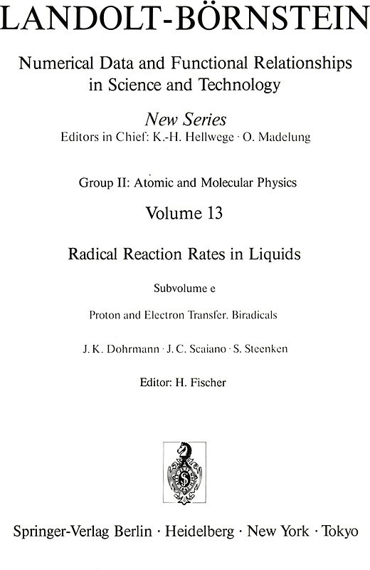 Proton and Electron Transfer. Biradicals / Protonen- und Elektronenaustauschreaktionen. Biradikale