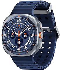 Image of Samsung Galaxy Watch Ultra (2025) 47 mm kast van titanium op titanium blauw Marine Band blauw [wifi + cellular] (Refurbished)