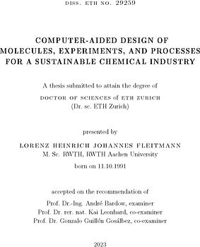 Computer-aided design of molecules, experiments, and processes for a sustainable chemical industry