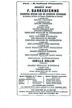 1886 Catalog of the French Bronze Foundry of F. Barbedienne of Paris